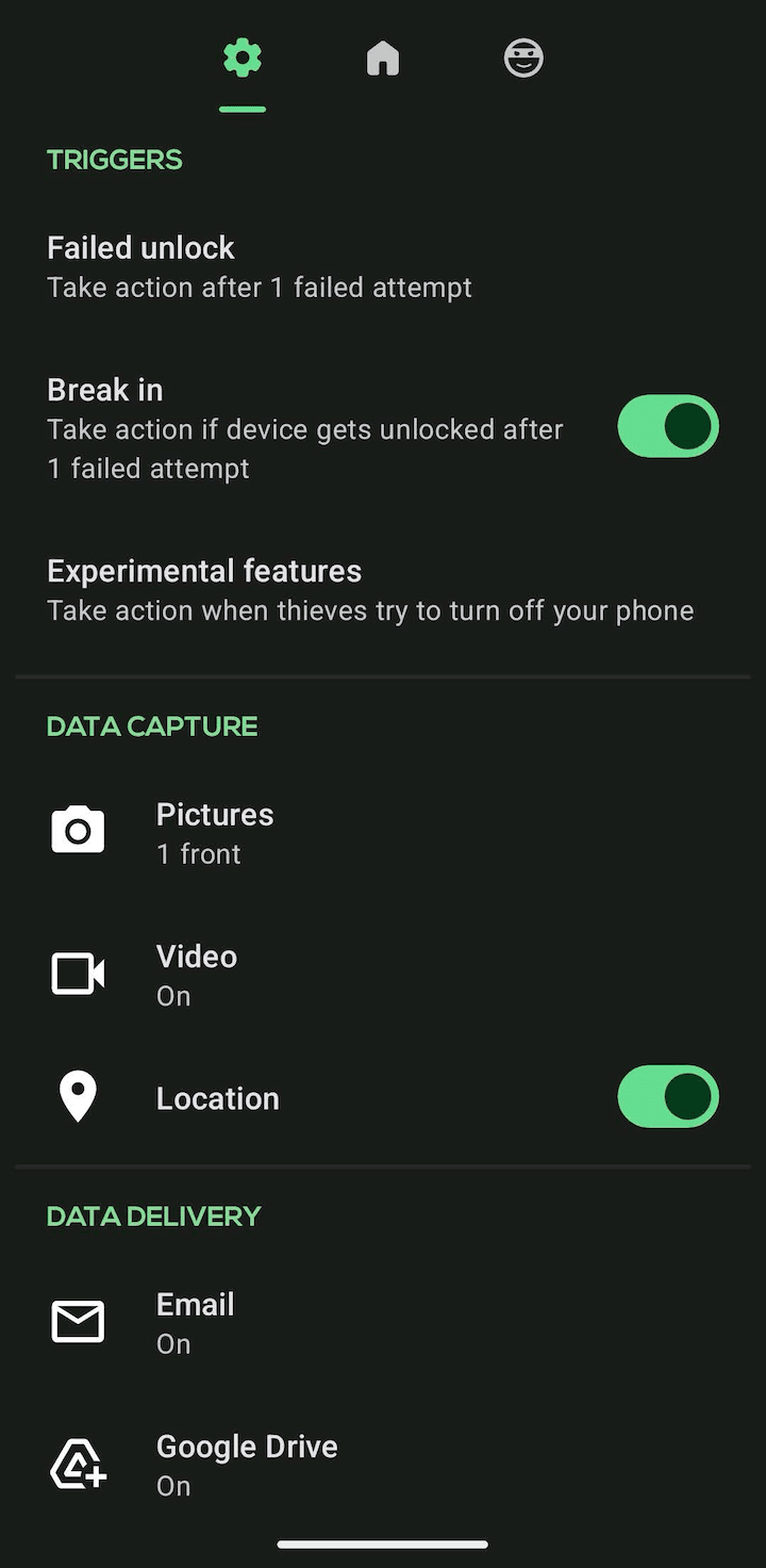 CrookCatcher settings