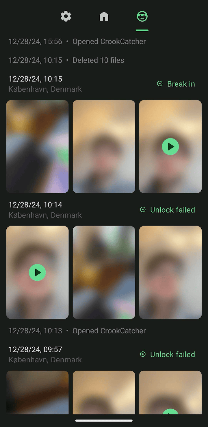 List of captured pictures