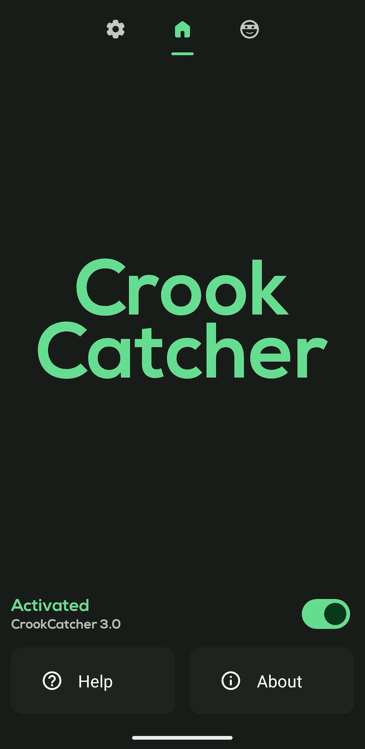 Main screen of CrookCatcher